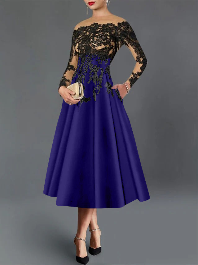A-Line Illusion Neck Cocktail Dress