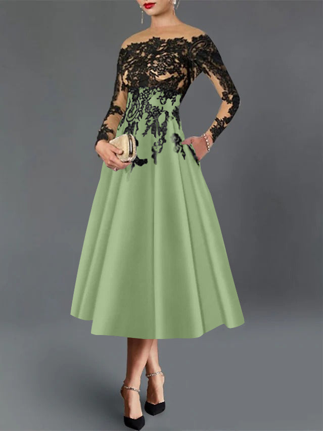 A-Line Illusion Neck Cocktail Dress