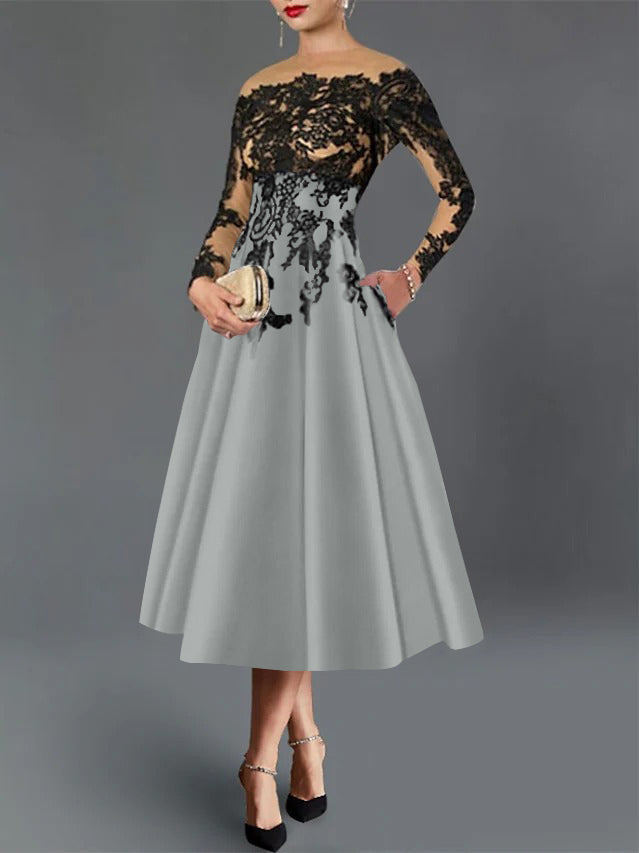 A-Line Illusion Neck Cocktail Dress