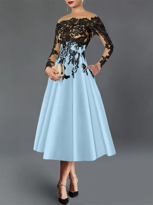 A-Line Illusion Neck Cocktail Dress