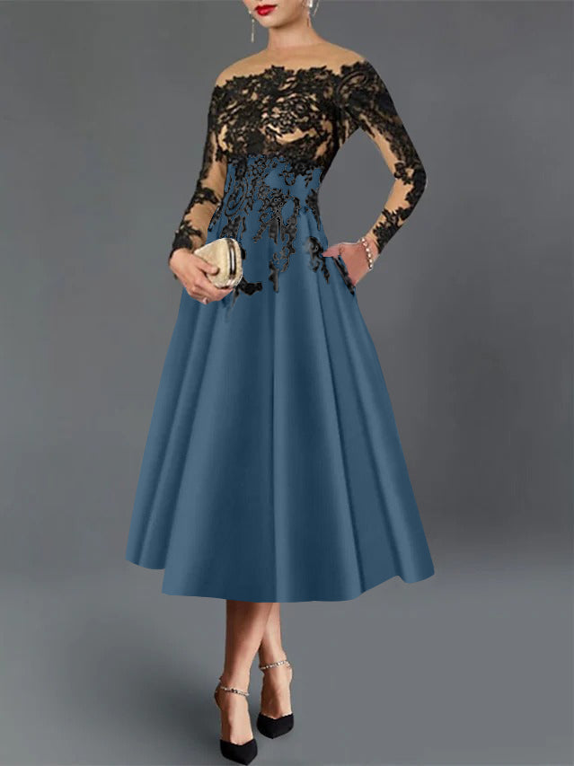 A-Line Illusion Neck Cocktail Dress