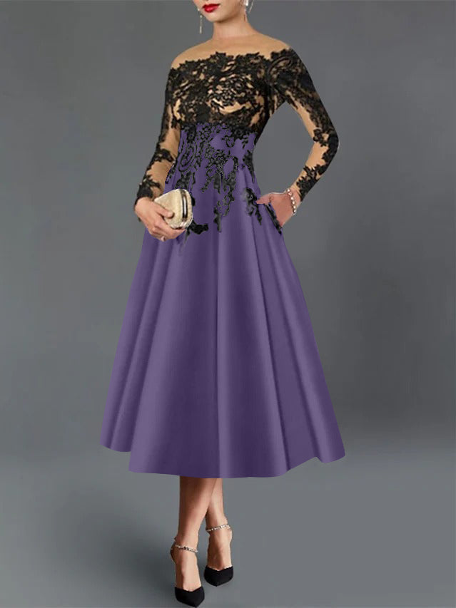 A-Line Illusion Neck Cocktail Dress