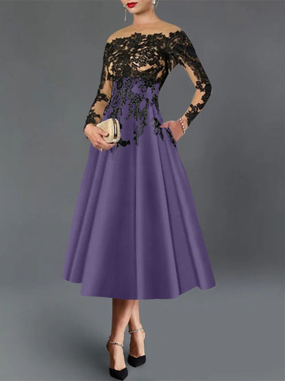 A-Line Illusion Neck Cocktail Dress