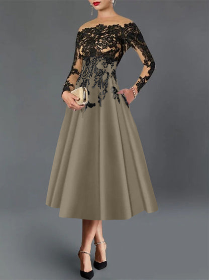 A-Line Illusion Neck Cocktail Dress