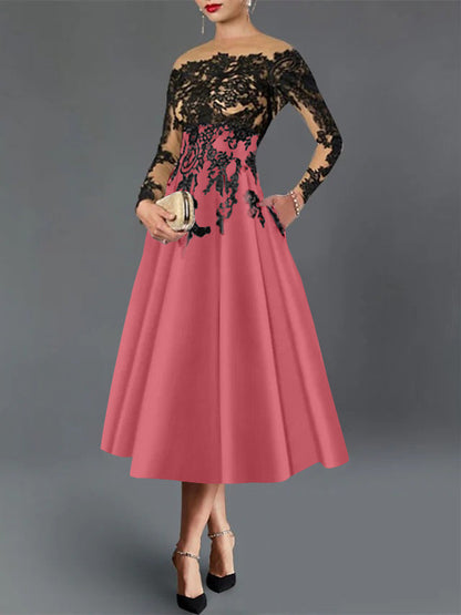 A-Line Illusion Neck Cocktail Dress