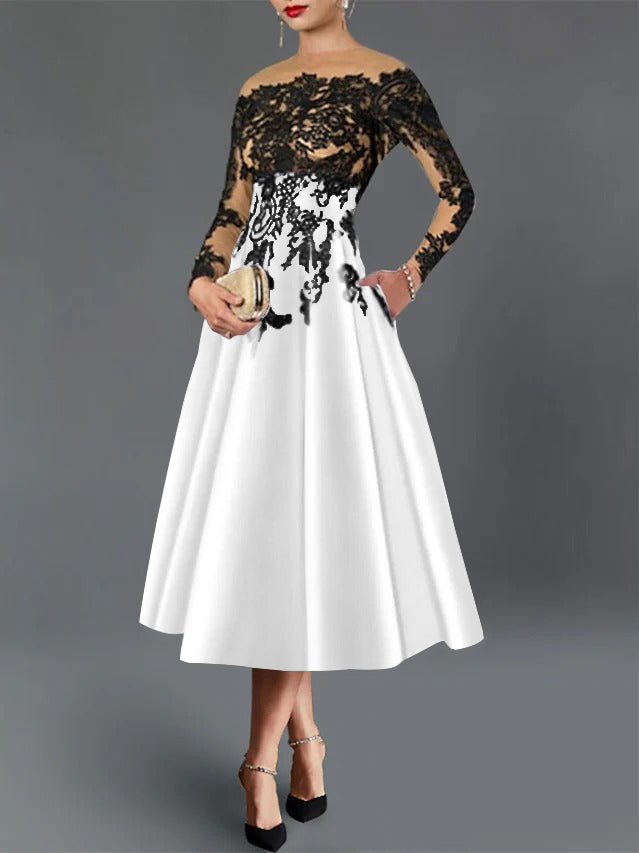 A-Line Illusion Neck Cocktail Dress