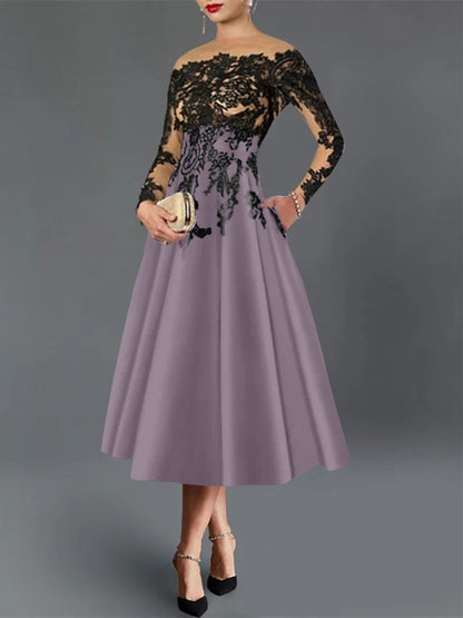 A-Line Illusion Neck Cocktail Dress