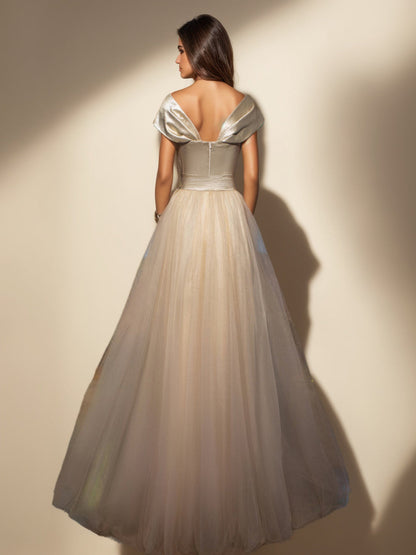 Off-Shoulder Sleeveless Floor-length Prom Evening Dress