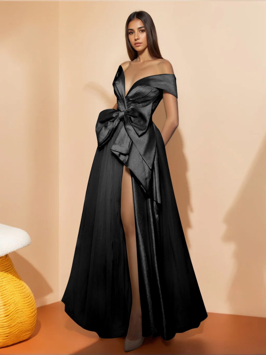 Off-Shoulder Sleeveless Floor-length Prom Evening Dress