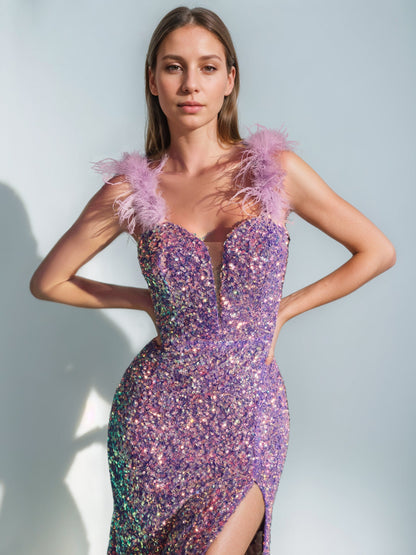 Floor-Length Prom Party Dresses With Sequins
