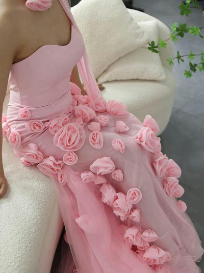 Mermaid Strapless Sleeveless Tulle Prom Dress