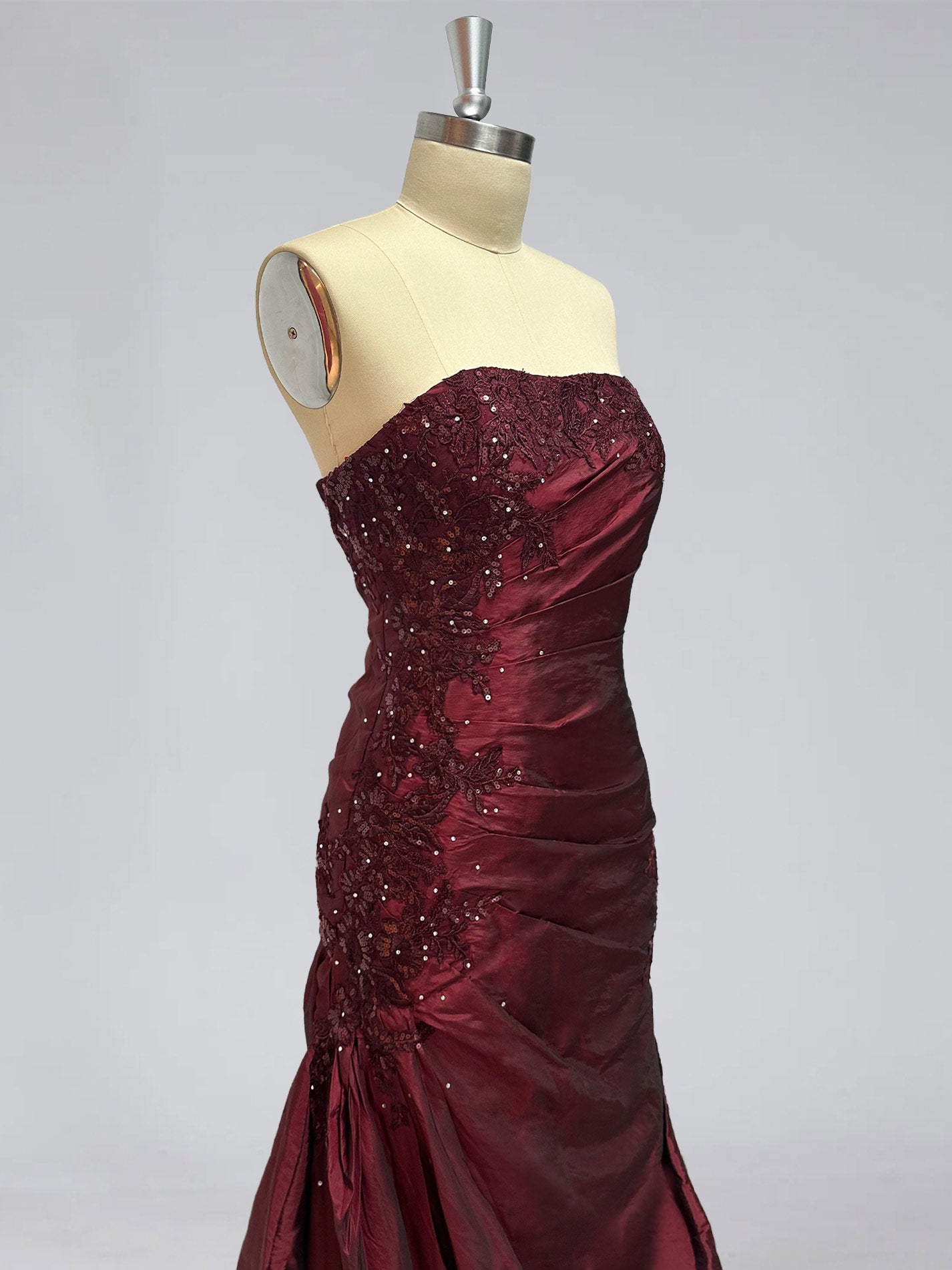 Trumpet Strapless Sleeveless Floor-Length Taffeta Prom Dress