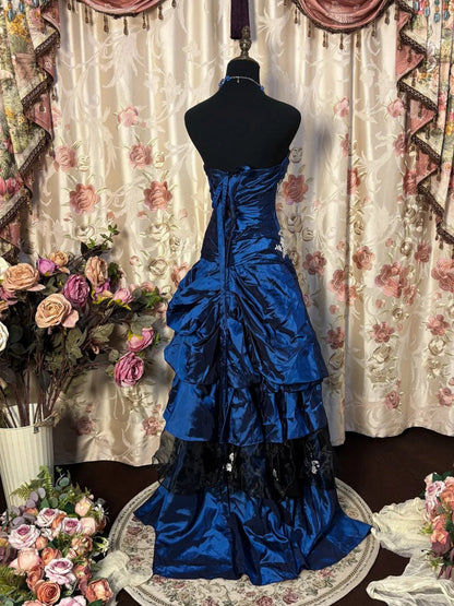 Princess Sweetheart Sleeveless Floor-Length Taffeta Lace Prom Dress