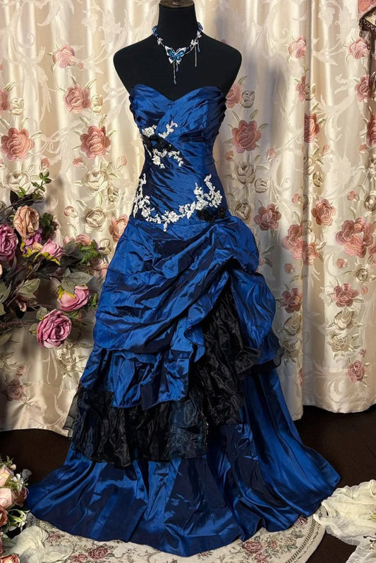 Princess Sweetheart Sleeveless Floor-Length Taffeta Lace Prom Dress