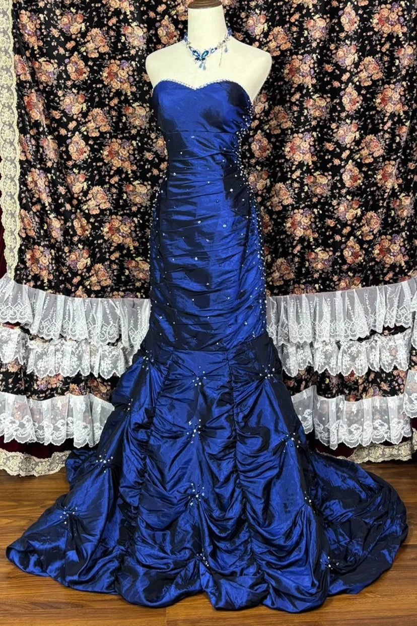 Mermaid Sweetheart Sleeveless Floor-Length Taffeta Prom Dress