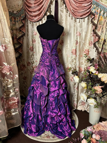 Princess Sweetheart Sleeveless Floor-Length Taffeta Prom Dress