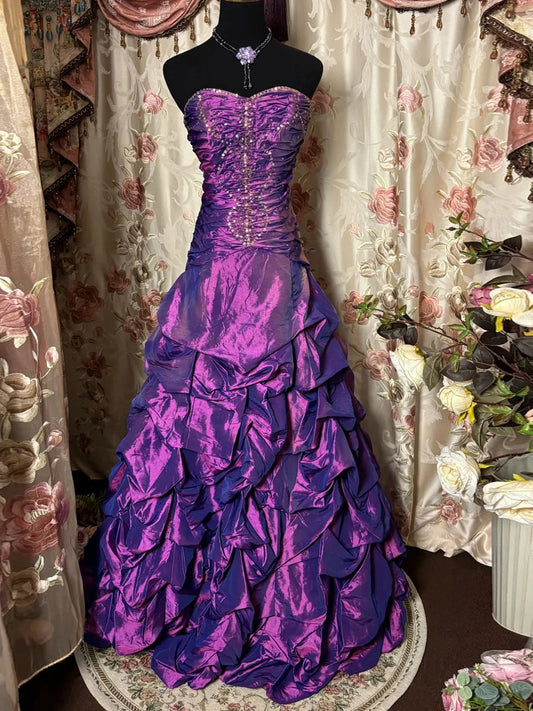 Princess Sweetheart Sleeveless Floor-Length Taffeta Prom Dress