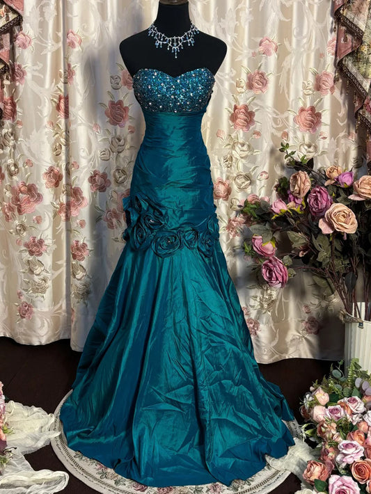 A-Line Sweetheart Sleeveless Floor-Length Taffeta Prom Dresses