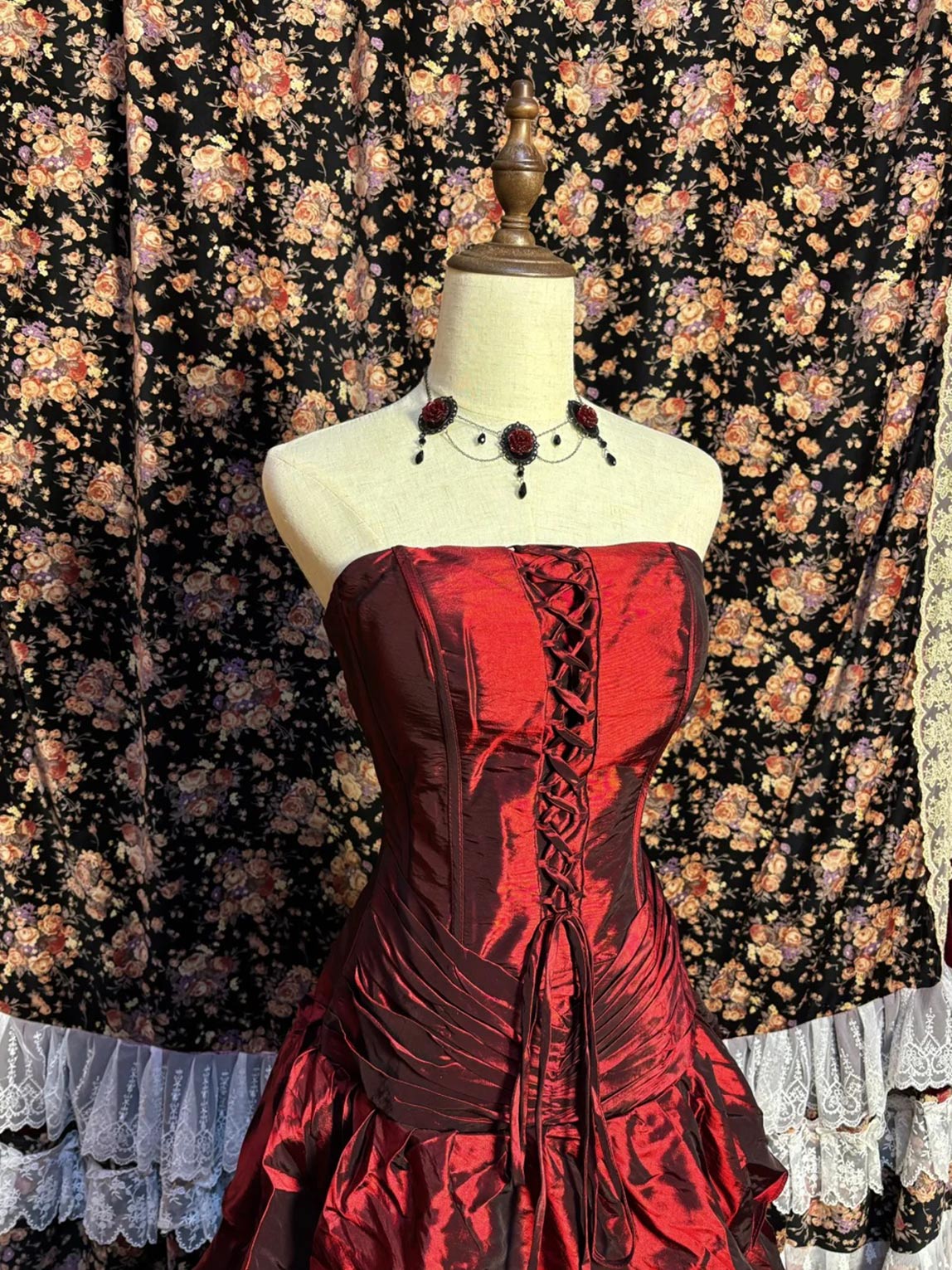 A-Line Strapless Sleeveless Floor-Length Taffeta Prom Dresses with Ruffles