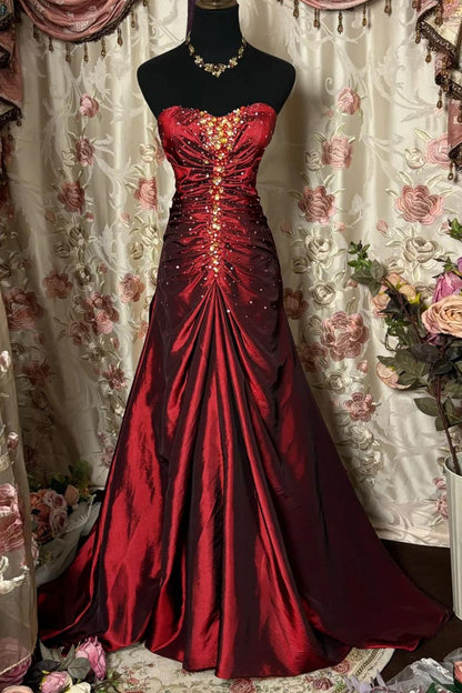 Sweetheart Sleeveless Floor-Length Taffeta Unique Prom Dress