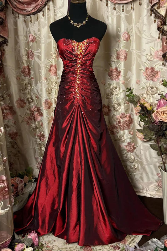 Sweetheart Sleeveless Floor-Length Taffeta Unique Prom Dress