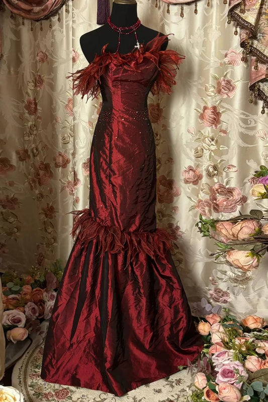 Mermaid Strapless Sleeveless Floor-Length Taffeta Prom Dress