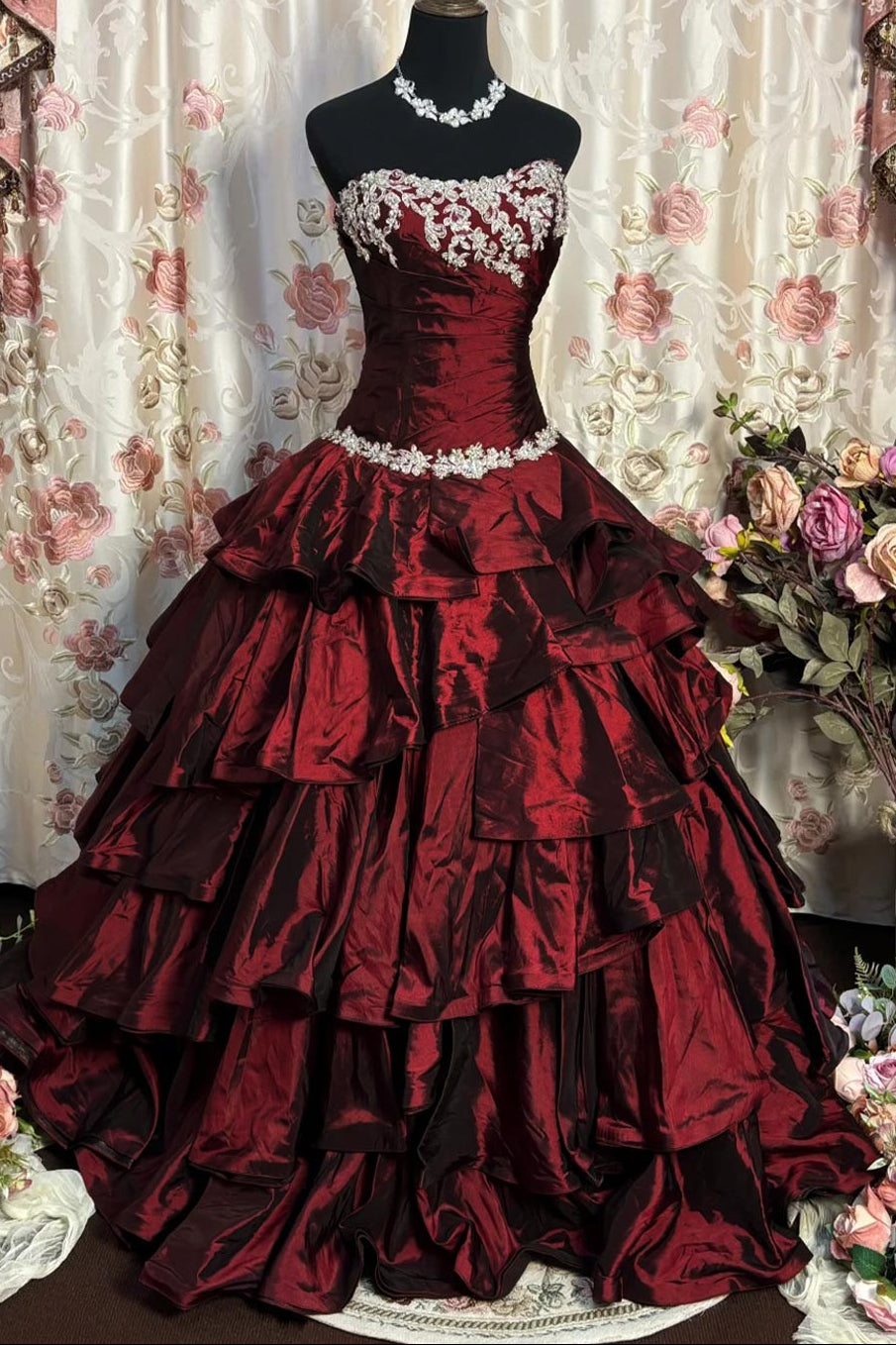 Ball Gown Strapless Neck Sleeveless Floor-Length Taffeta Prom Dress