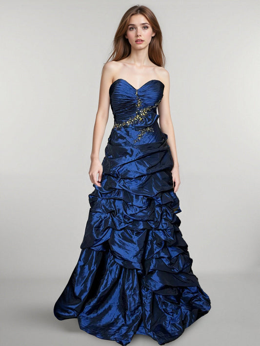 Princess Sweetheart Sleeveless Floor-Length Taffeta Unique Prom Dress