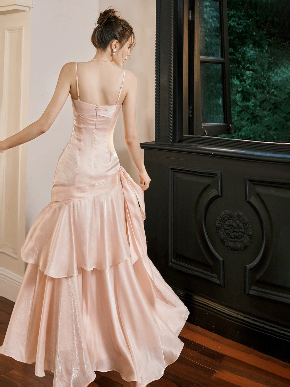 Princess Spaghetti Straps Sleeveless Ankle-Length Prom Dress