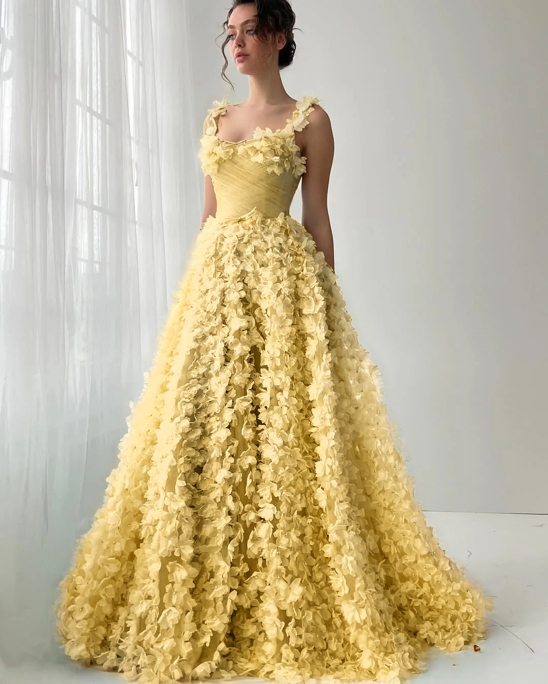 Square Neck Spaghetti Straps Sleeveless Long A-Line Prom Dress