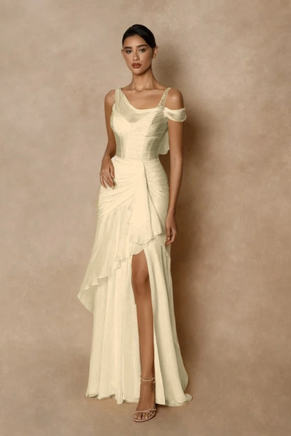 Wide shoulder straps Sleeveless Long Prom Dress
