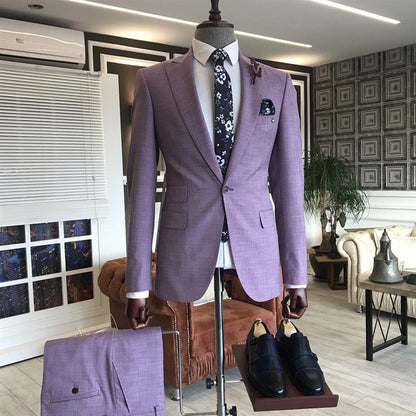 New Arrive Peaked Lapel Purple Party Suits With Two Pieces For Men