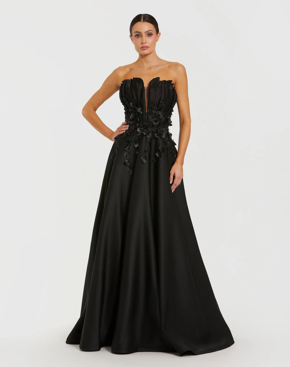 Black A-Line Long Formal Ball Gown Prom Dress