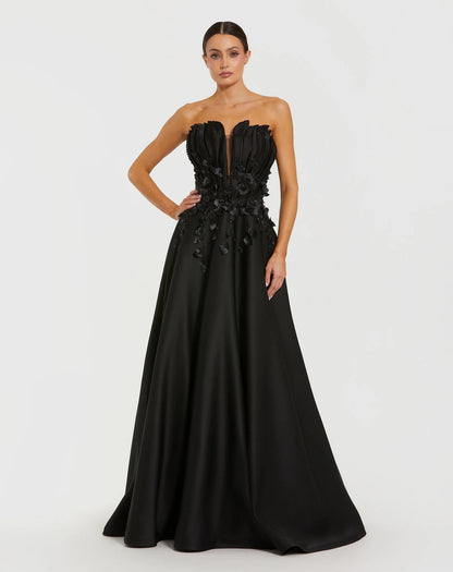 Black A-Line Long Formal Ball Gown Prom Dress