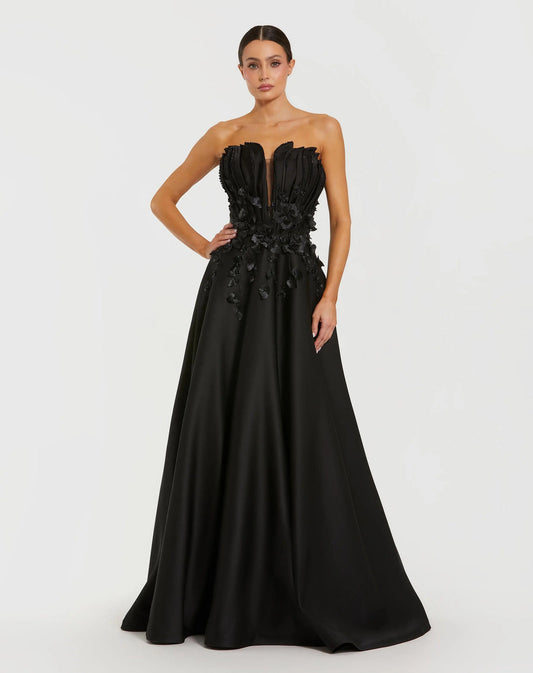 Black A-Line Long Formal Ball Gown Prom Dress