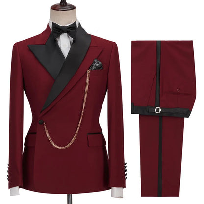 New Arrive Red Prince Evening Suits With Peaked Lapel Party For Sale