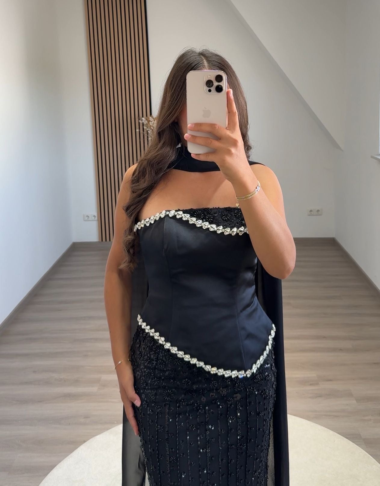 Scoop Prom Dress with Pearls Corset Evening Party Dress