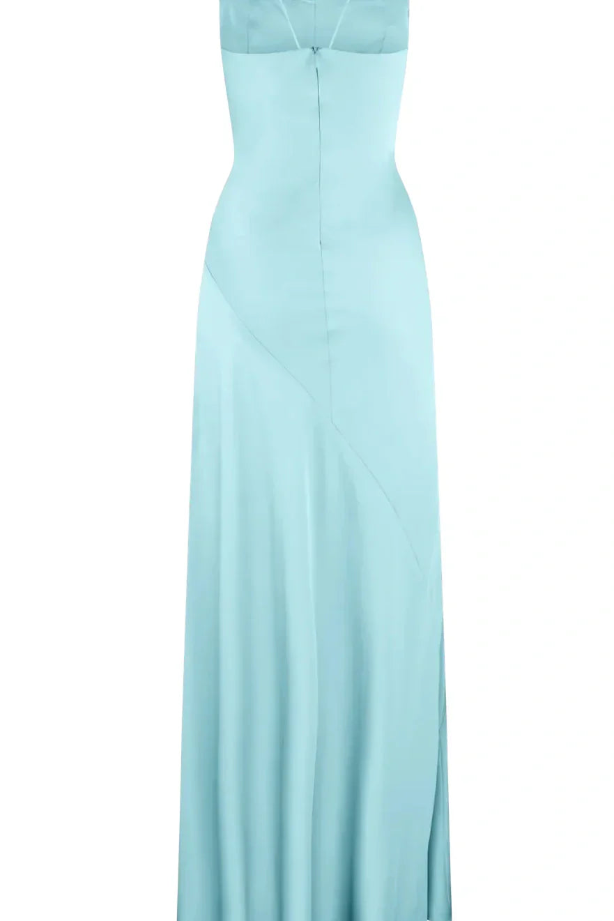 Simple Sheath Spaghetti Straps Pink Long Party Dress with Split Front