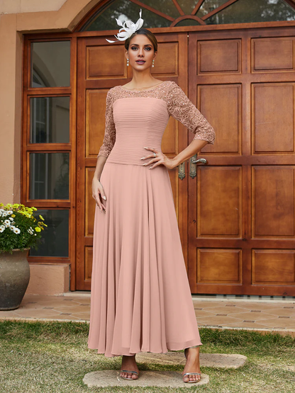 Transparent Collar Half Sleeve Length Mother of the bride dress
