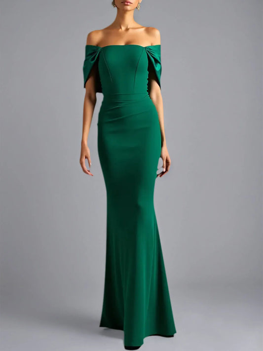 Sheath/Column Off The Shoulder Long Formal Dress