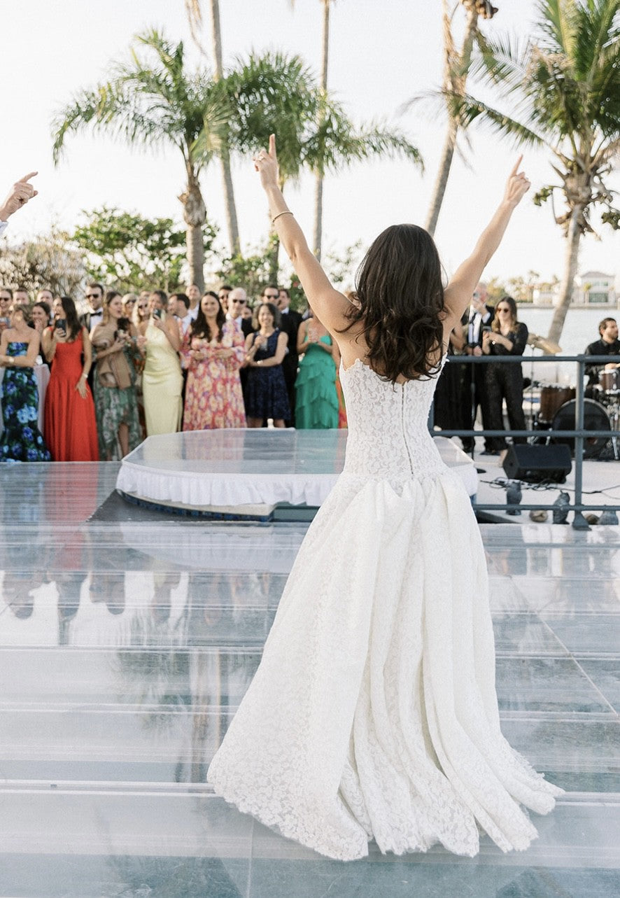 Long White A-line Strapless Lace Sleeveless Wedding Dress