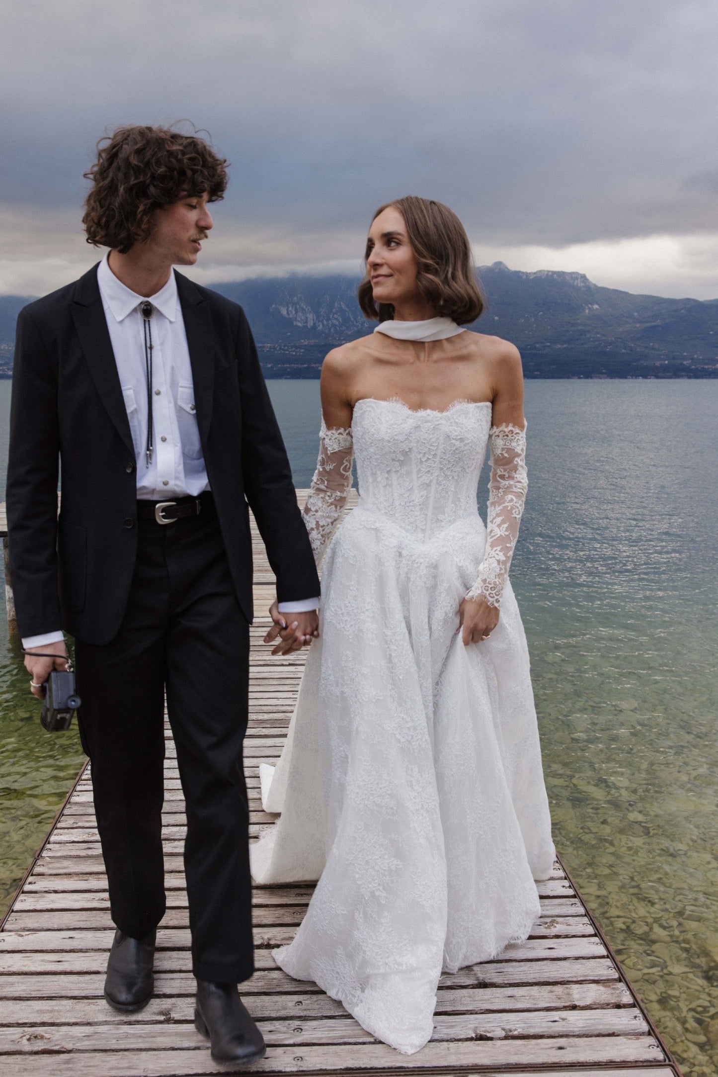 Charming Long White A-line Lace Corset Wedding Dress