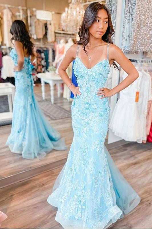 Mermaid Spaghetti Straps Long Sexy Prom Dress