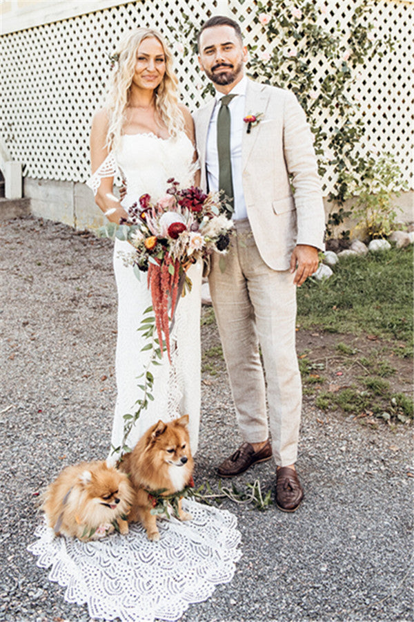 New Arrival Gorgeous Party Linen Casual Summer Beach Wedding Suit Easy Fit