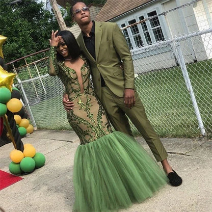 Elegant Bespoke Party Prom Casual Suit 2 Pieces For Guy Lime Green