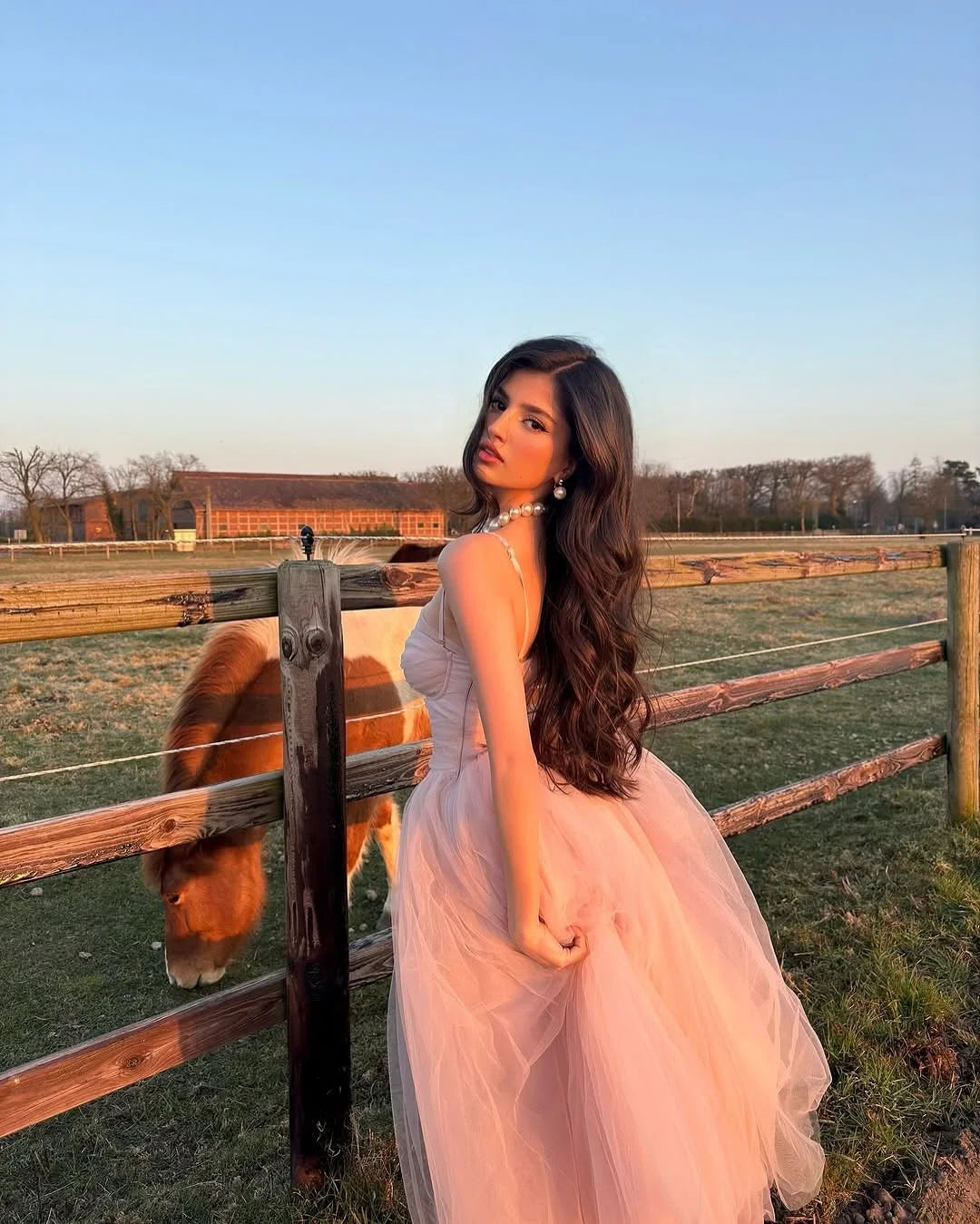 Pink  Sweetheart Spaghetti-Straps Tulle Prom Dress