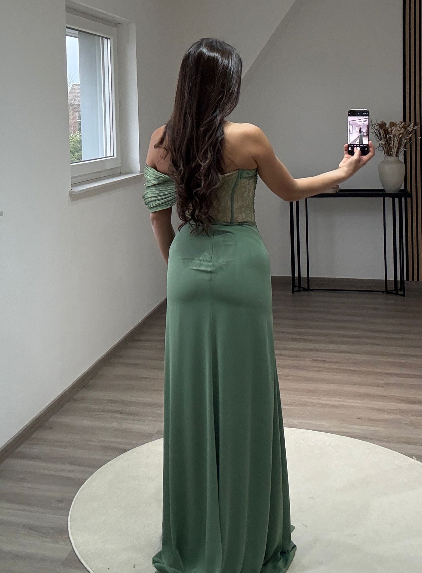 Charming A-Line Spaghetti Straps Square Appliques Evening Dress