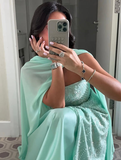 Refreshing Straps Prom Dress Mermaid A-line with Beading