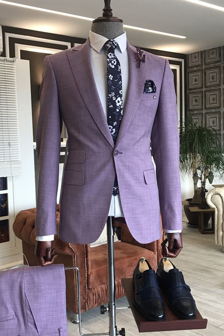 New Arrive Peaked Lapel Purple Party Suits With Two Pieces For Men