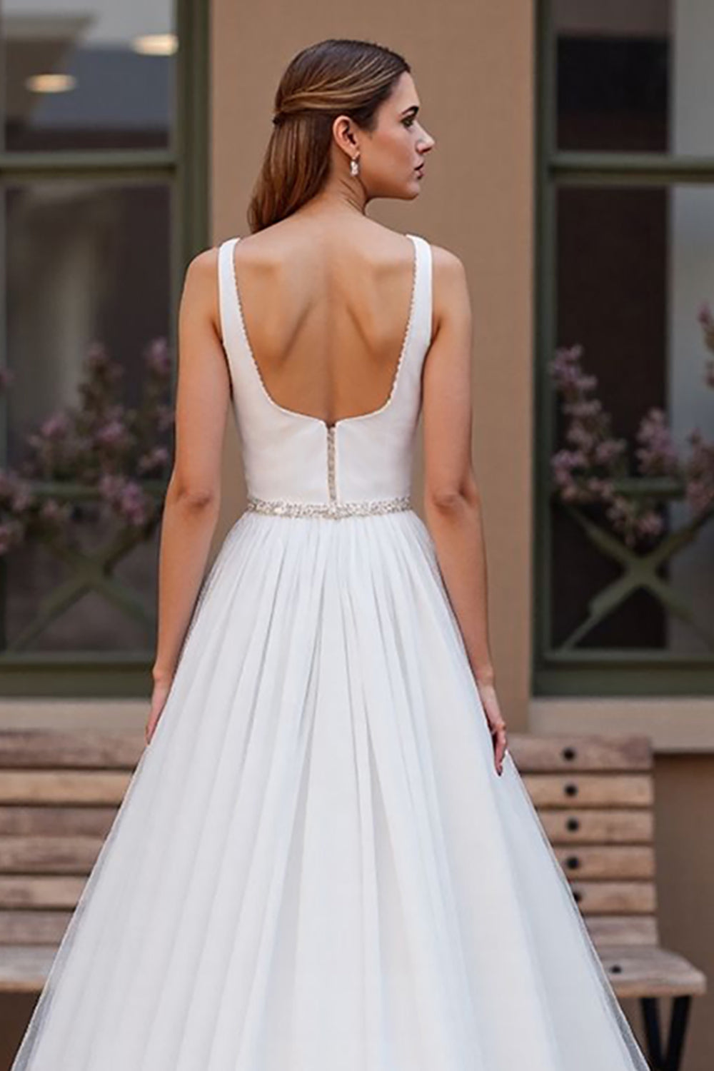 Spaghetti-Straps Sleeveless A-Line Bridal Dress
